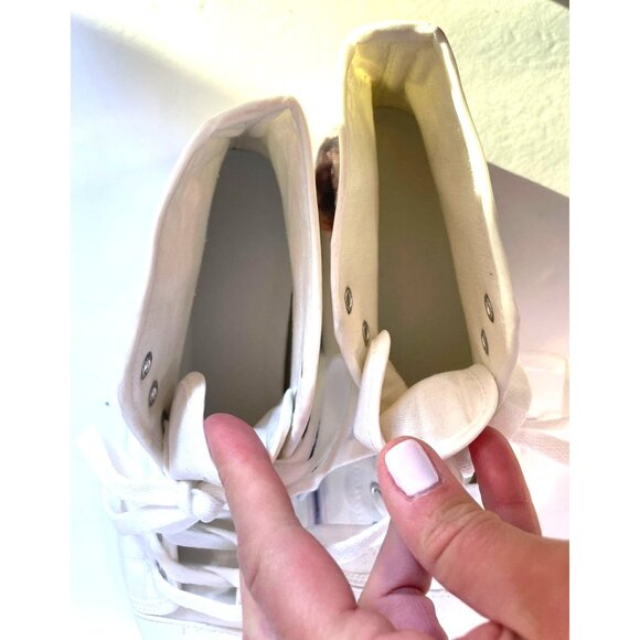 Cow Lovers High Top Sneakers Womens White Canvas With Cow Print Size 7 - Picture 9 of 11